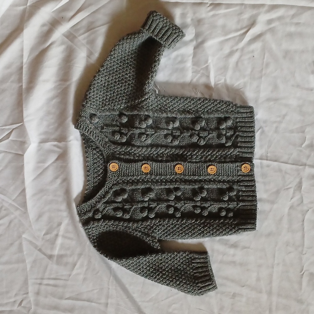 Baby 6-12 M Grey Knit Cardigan Sweater
